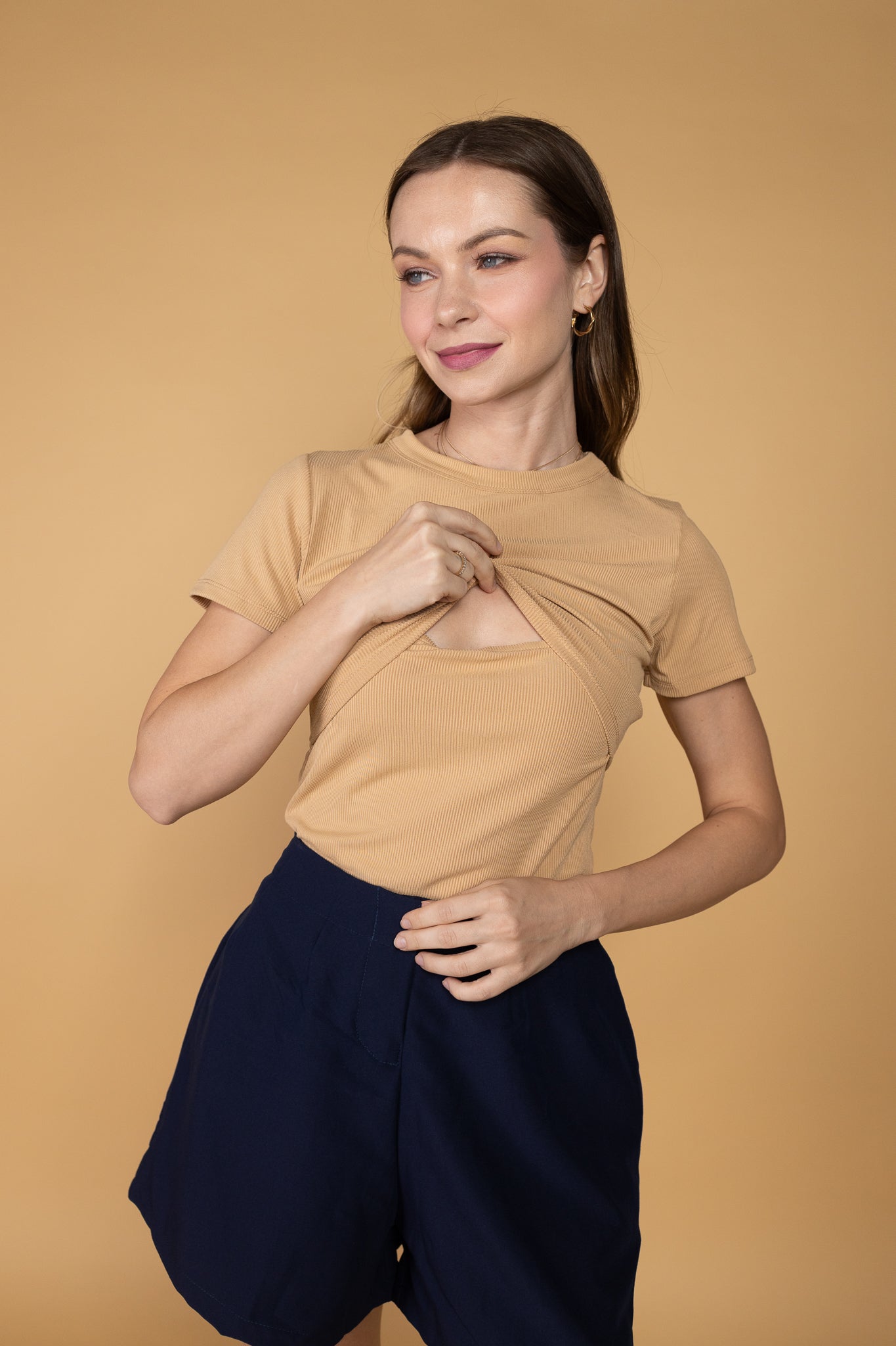 Ribbed Cotton Breastfeeding Shirt