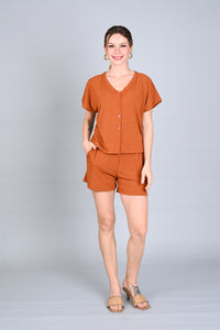 Ribbed Comfort: Rayhan Top and Shorts Set