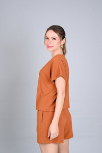 Ribbed Comfort: Rayhan Top and Shorts Set