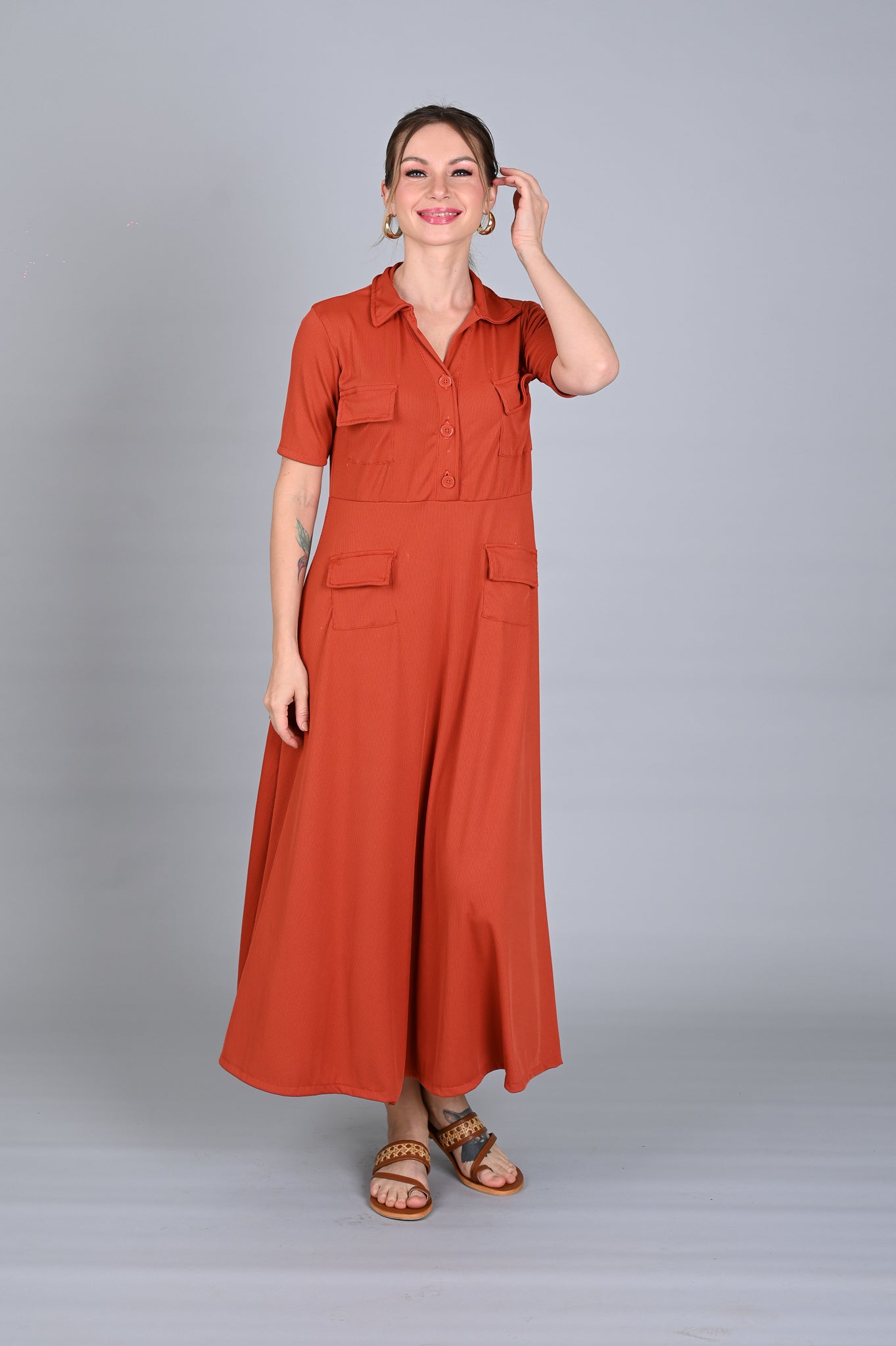 Ribbed Comfort: Alanna Multi-Pocket Dress