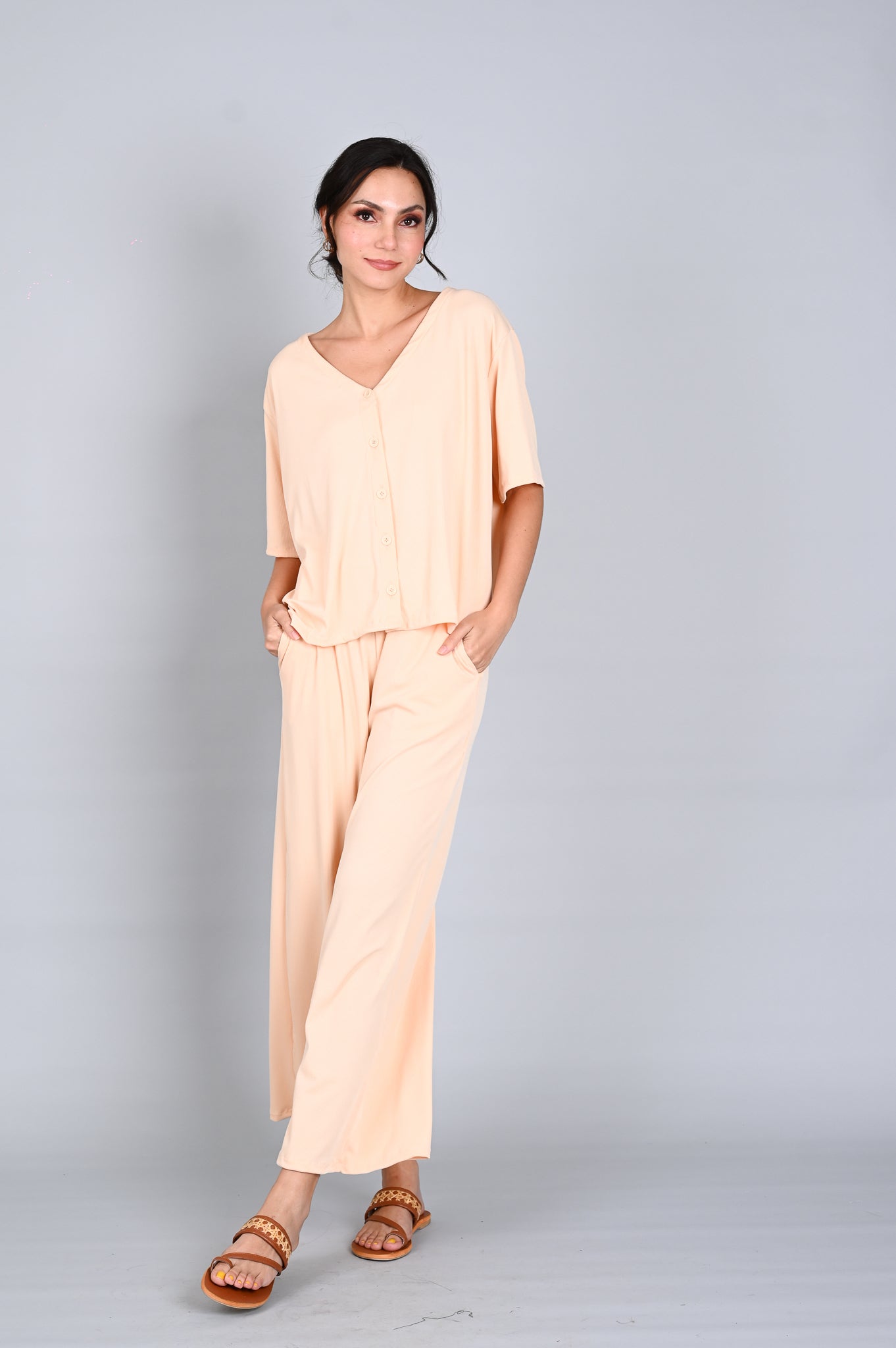 Ribbed Comfort: Freda Top and Pants Set