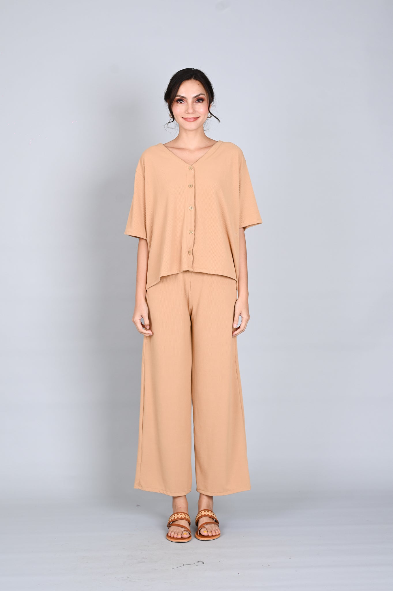 Ribbed Comfort: Freda Top and Pants Set