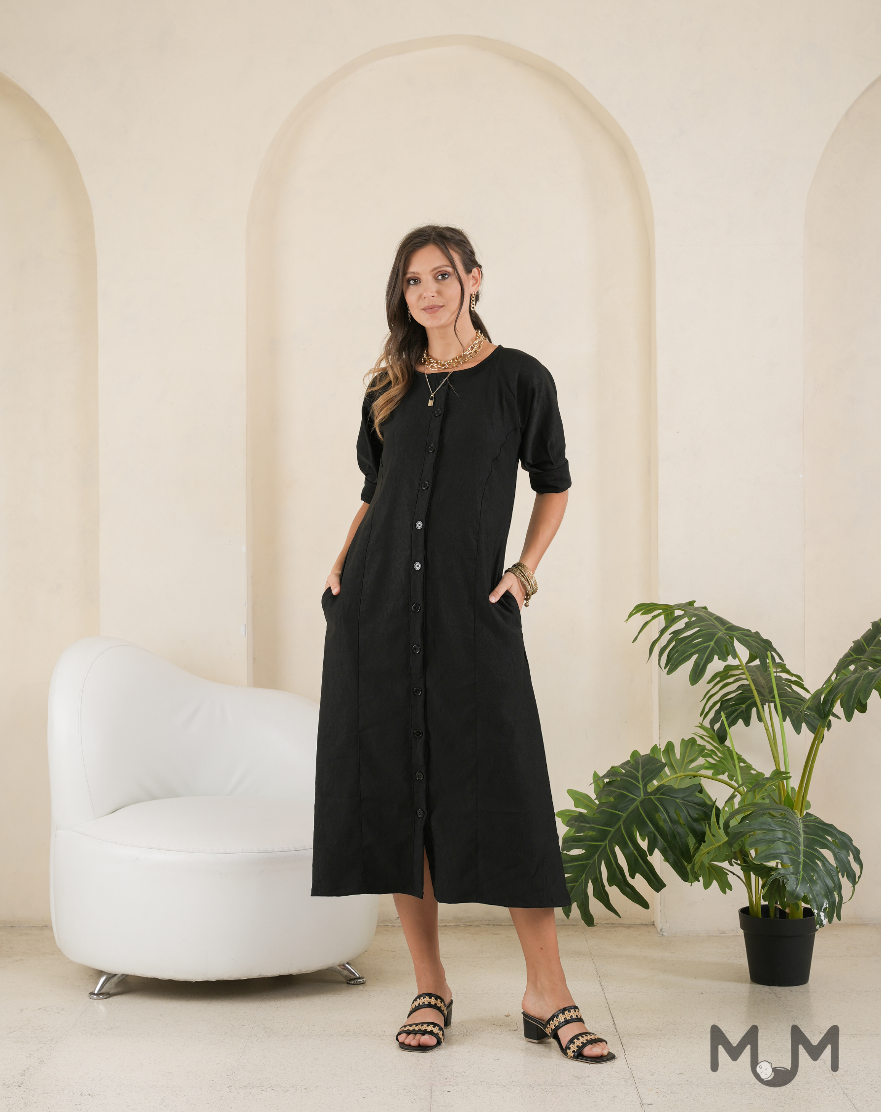 Black: Miren Buttoned Dress